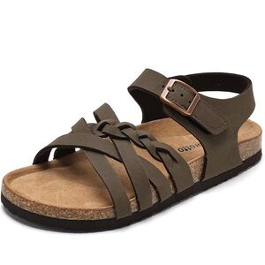 Torotto Little Girls Brown Cork Footbed Sandals Adjustable Buckle Size 10.5